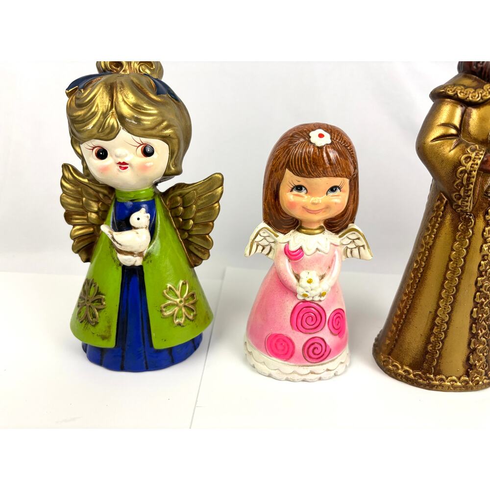 Lot of 6 Vintage Gold Painted‎ Three Wise Men Angels Nativity Chalkware MCM - Picture 4 of 11